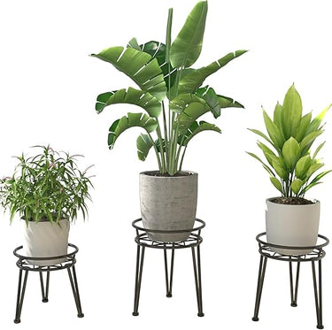 Santentre 3 Paquetes Metal Soporte Plantas Interior, Antióxido Soporte Macetas Interior Exterior, Tarea pesada Soporte Plantas, Negro Soporte Macetas para Múltiples Plantas, Jardín Estanteria Plantas